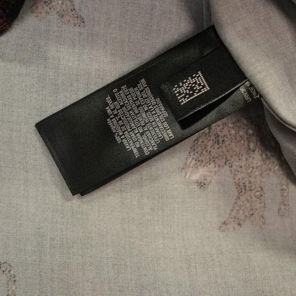 Ted Baker Shirt Mens 5 Large Reverse Cuff Blue Panther All Over Print Cat Animal - Picture 8 of 10